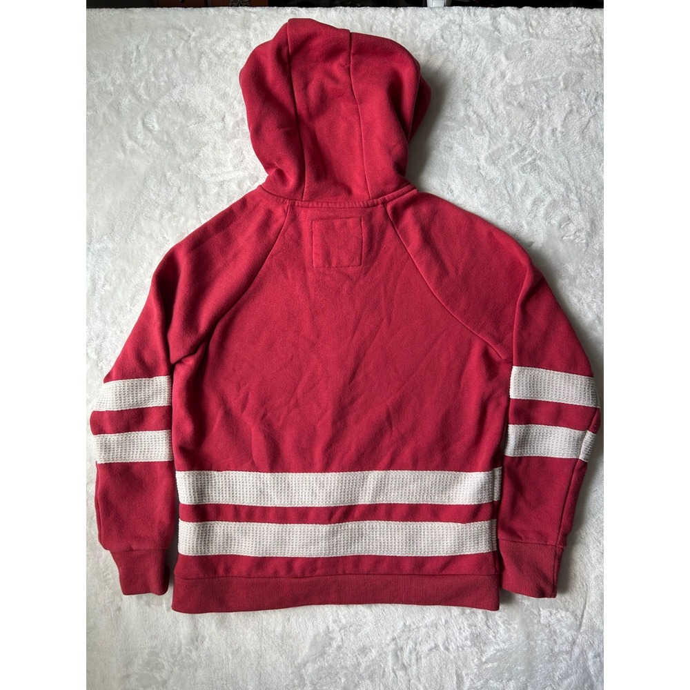 Colosseum Nebraska Cornhuskers Womens Red Waffle Stripe Quarter Zip Hoodie Small - Picture 2 of 5
